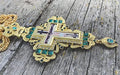 Pectoral Cross Green Zircons Crystallized Christian Priest Bishop Clergy Crucifix Pendant Necklace 21