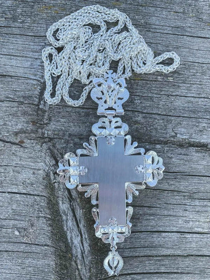 Green Crystallized Pectoral Cross Pendant Crucifix Clergy Jesus Priest Bishop Necklace - Nazareth Store