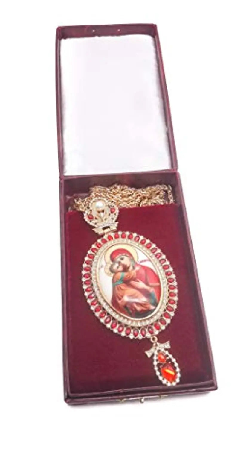 Pectoral Cross Necklace Red Zircons - Nazareth Store