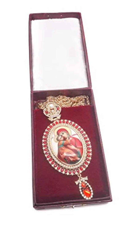 Pectoral Cross Necklace Red Zircon Crystals Priest Bishop Crucifix - Nazareth Store