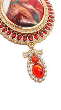 Pectoral Cross Necklace Red Zircons - Nazareth Store