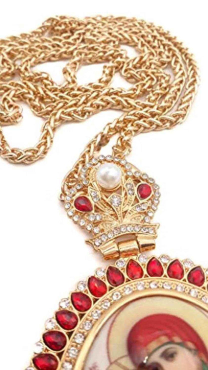 Pectoral Cross Necklace Red Zircon Crystals Priest Bishop Crucifix - Nazareth Store