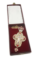 Pectoral Cross Red Zircons Crystallized Christian Priest Bishop Crucifix 5.9