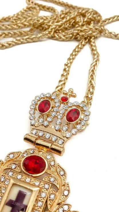 Pectoral Cross Red Zircons Crystallized Christian Priest Bishop Crucifix 5.9"