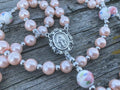 Pink Pearl Rosary Beads Miraculous Medal & Cross Crucifix Nazareth Store