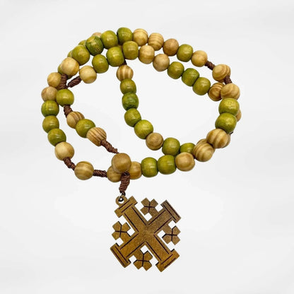 Prayer Olive Wood Chaplet Handmade Cord Rosary Jerusaelm Cross - Nazareth Store