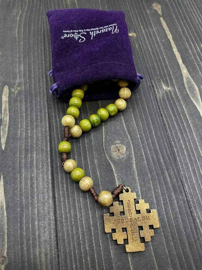 Prayer Olive Wood Chaplet Handmade Cord Rosary Jerusaelm Cross