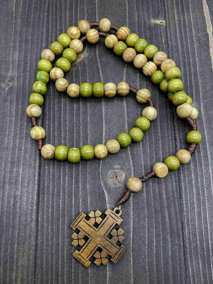 Prayer Olive Wood Chaplet Handmade Cord Rosary Jerusaelm Cross