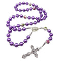 Purple Pearl Beads Rosary Flowers 20