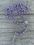 Purple Pearl Beads Rosary Necklace Miraculous Medal & Cross Crucifix Nazareth Store