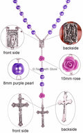 Purple Pearl Rosary Catholic Necklace Our Rose Lourdes Medal Nazareth Store