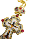 Red Crystals Gold Pectoral Cross Clergy Priest Bishop Pendant 23