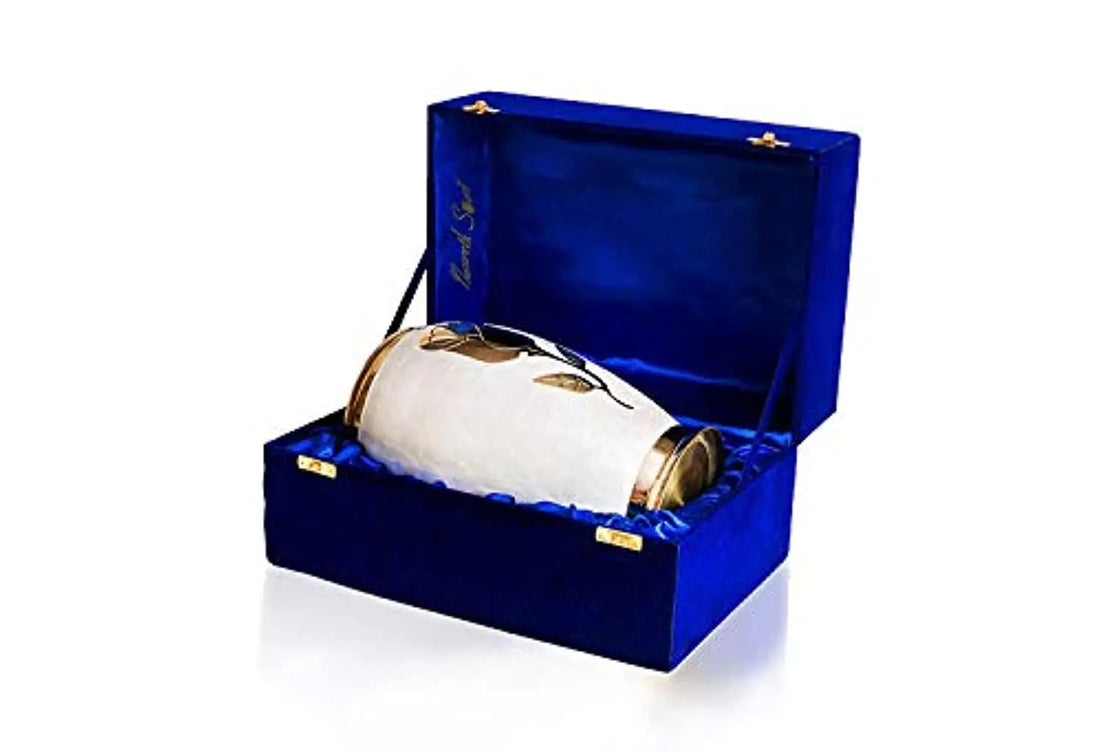 Rose Adult Cremation Urn for Human Ashes Elite Pearl White and Gold - Velvet Box Nazareth Store