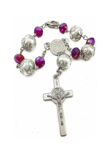 Saint Benedict Light Purple Beads Car Rearview Rosary Nazareth Store