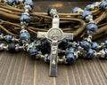 Saint St Benedict Rosary Black Glass Agate Beads Necklace Protection Medal Cross Nazareth Store