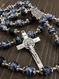 Saint St Benedict Rosary Black Glass Agate Beads Necklace Protection Medal Cross Nazareth Store