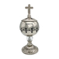 Silver Charcoal Incense Burner with Cross Censer Christian Church Incense Holder Nazareth Store