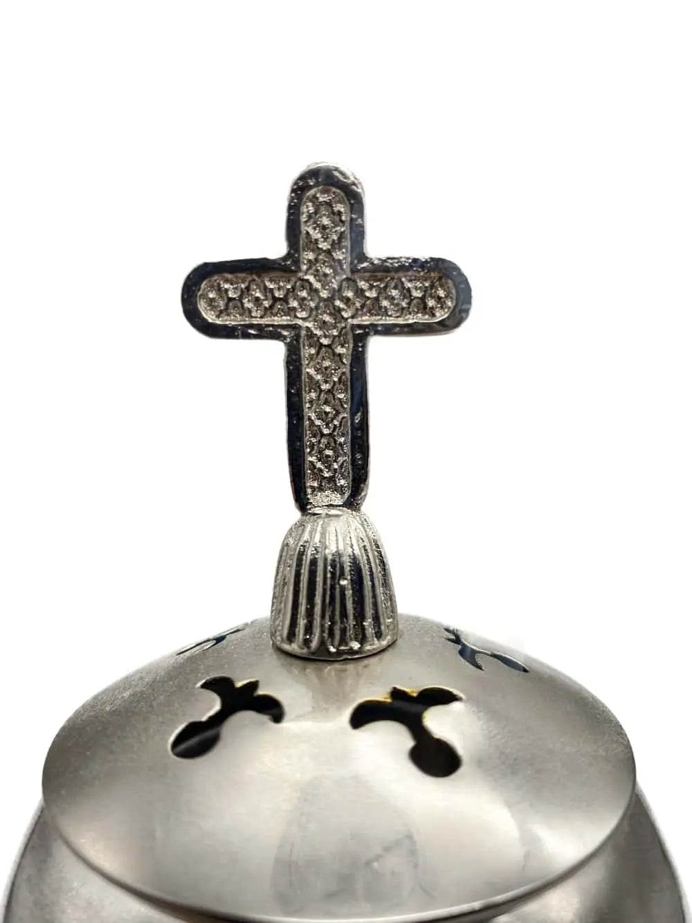 Silver Charcoal Incense Burner with Cross Censer Christian Church Incense Holder - Nazareth Store