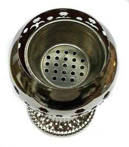 Silver Charcoal Incense Burner with Cross Censer Christian Church Incense Holder