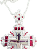 Silver Crystallized Red Zircons Christian Priest Bishop Clergy Crucifix Pendant Nazareth Store