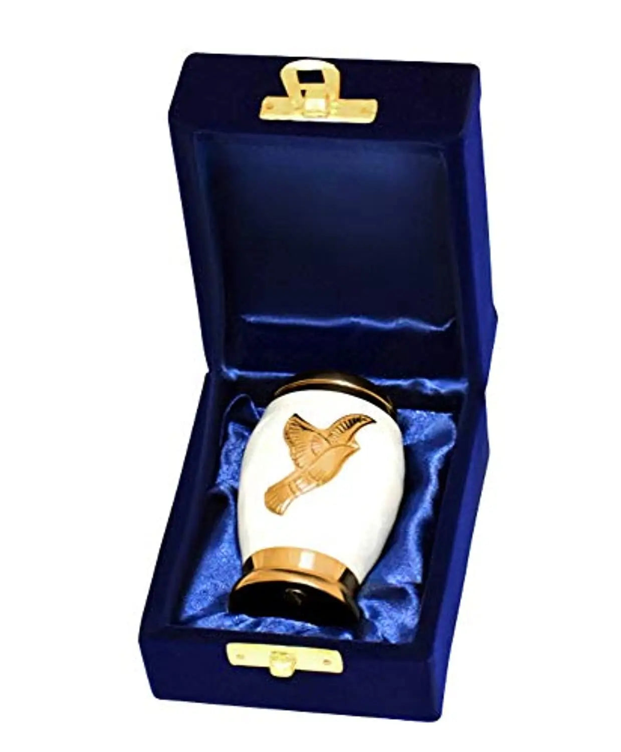 Small Cremation Urn Birds Keepsake for Human Ashes Elite Pearl White and Gold Nazareth Store