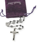 St. Benedict Hematite Rosary Necklace Metal Beads Stainless Medal & Cross Nazareth Store