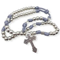 Stainless Steel Silver Paracord Rosary Necklace Beads Rugged Cord Catholic Rosary Pardon Cross