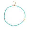 Turquoise Gemstones Beads Cross Necklace Gemstones Faith Choker 15
