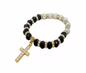White Black Beads Wrist Rosary Bracelet Nazareth Store
