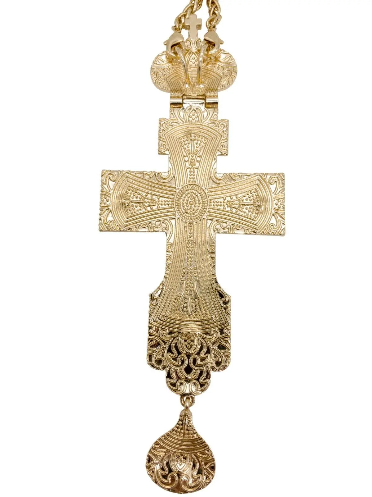 White Enamel Pectoral Cross Clergy Red Priest Bishop Clergy Pendant Chain 23" Nazareth Store