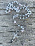 White Pearl Beads Rosary Purple Glory Beads Holy Mary Medal Nazareth Store