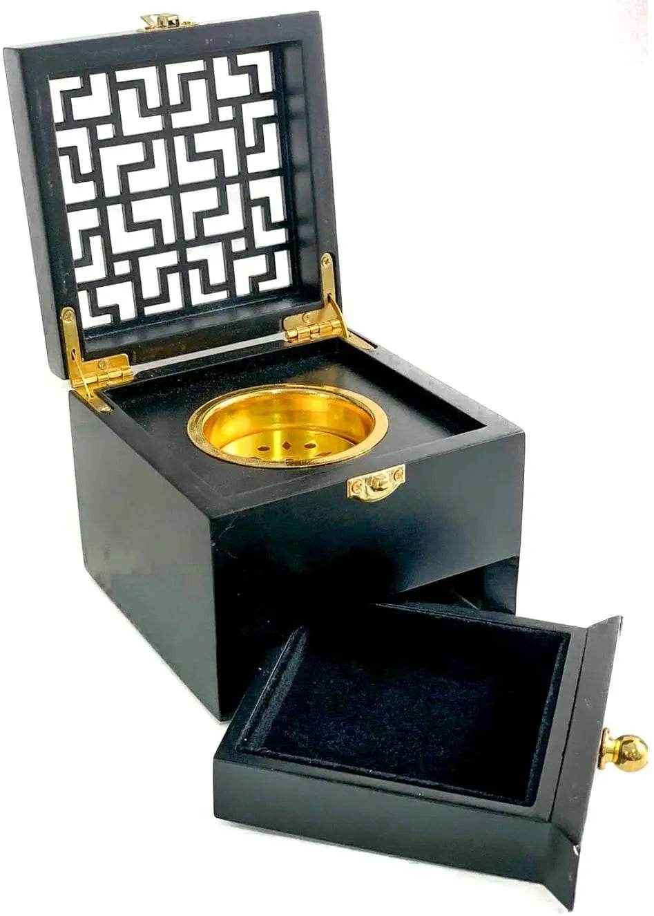 Wooden Incense Burner Black Charcoal Incense Burn Resin
