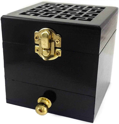 Wooden Incense Burner Black Charcoal Incense Burn Resin